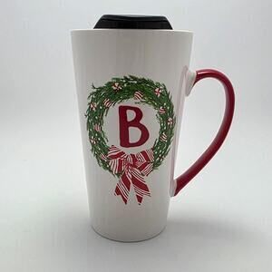 Joyland Holiday "B" Monogram Latte Mug New Bone China